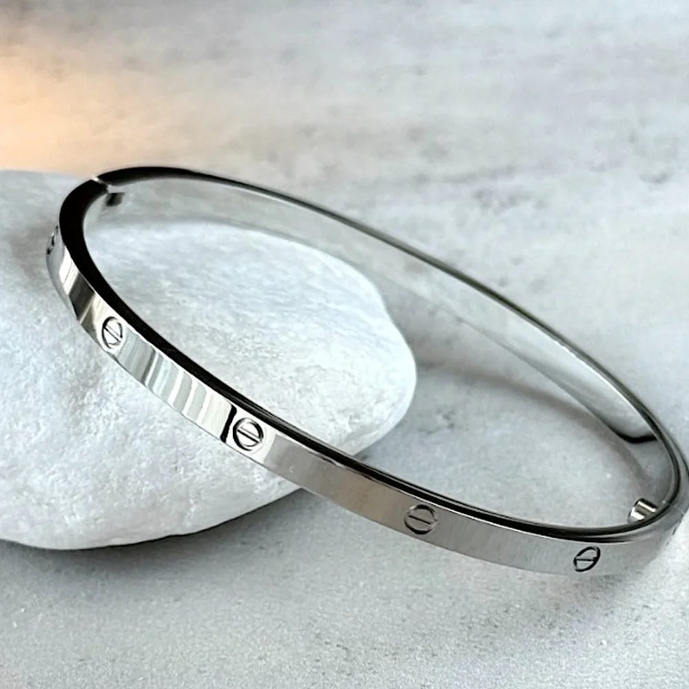 Love Screwdriver Platinum Silver Thin Version Bangle Bracelet No Stones - Picture 1 of 7
